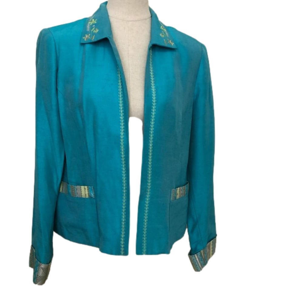 Nancy Bolen Embellished Open Front Fully Lined with Pockets